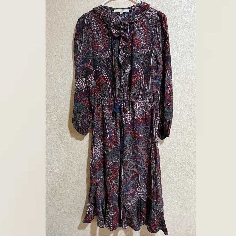 Vanessa Bruno Pryska Abstract Floral Paisley dark Colorful Midi Dress